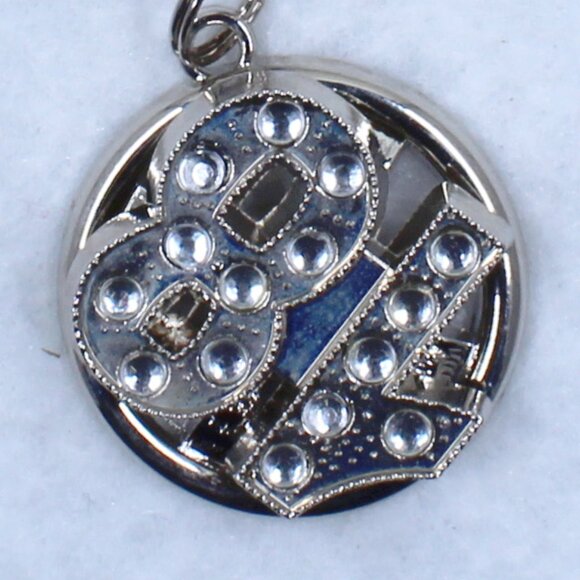 Silver Tone Keychain With Spinning Number 18 And Rhinestones - Picture 7 of 10